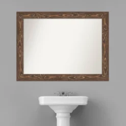 44" X 33" Non-Beveled Bridge Wood Bathroom Wall Mirror Brown - Amanti Art -Avanti Sales Shop GUEST f32a20b8 6f6b 4720 9767 8a829f14ec07