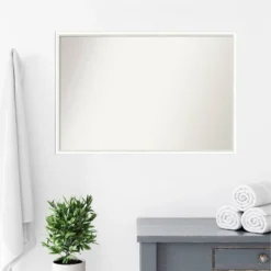 37" X 25" Non-Beveled Lucie Wood Bathroom Wall Mirror White - Amanti Art -Avanti Sales Shop GUEST fb3bba0e 0b54 43a3 904d 53b814282761